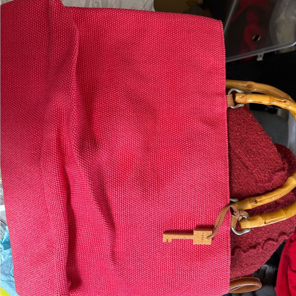 Fossil Red Textured Shoulder Bag - Picture 7 of 7